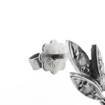 Vintage witgouden oorstekers met jade en diamant 0,12 ct., Gebruikt, Ophalen of Verzenden, Met edelsteen, Goud