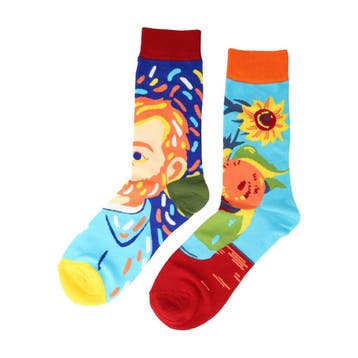 Sokken - Kunst van Gogh Print - Blauw Multicolor - Katoen -, Nieuw