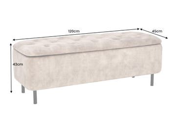Bankkast EN VOGUE 120 cm met opbergruimte, fluweelgrijs -, Ophalen of Verzenden, Nieuw