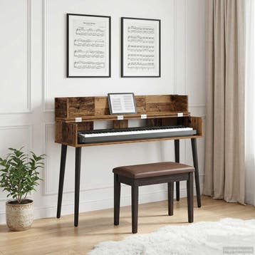 vidaXL studiobureau Eikenhout 130 x 40 x 19,5 cm Bewerkt, Muziek en Instrumenten, Verzenden, Nieuw