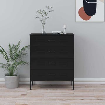 vidaXL Ladekast 80x35x101,5 cm staal zwart, Kinderen en Baby's, Kinderkamer | Commodes en Kasten, Verzenden, Nieuw
