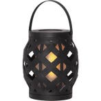 LED Lantaarn Zwart met Flame Effect | 16 cm Hoog | Voor B..., Ophalen of Verzenden, Nieuw