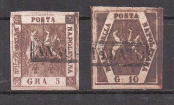 Italiaanse oude staten - Napels 1858 - Napoli, Wapen van de, Gestempeld