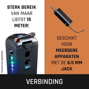 Karaoke Microfoon – Draadloos - Zwart – Lenco - MCW-011BK •, Muziek en Instrumenten, Microfoons, Verzenden, Zo goed als nieuw