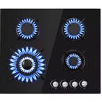 Gaskookplaat 60cm 4-Pits Glas Inbouw LPG Aardgas, Verzenden, Nieuw