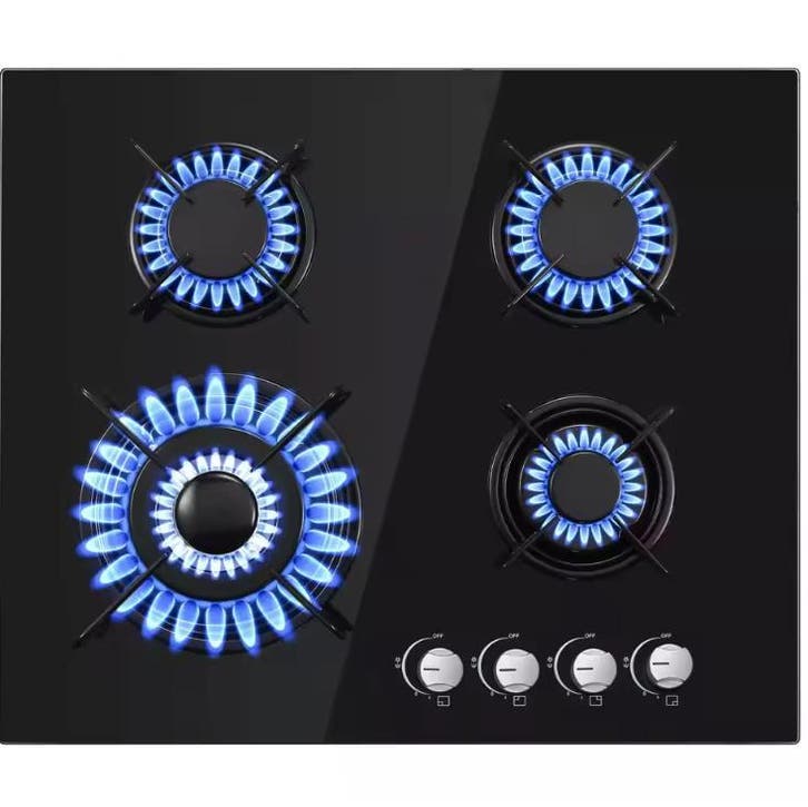 Gaskookplaat 60cm 4-Pits Glas Inbouw LPG Aardgas, Huis en Inrichting, Keuken | Keukenelementen, Nieuw, Verzenden