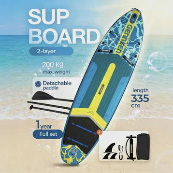 GENREEN Ultra-Licht Opblaasbaar SUP Board 335cm - 200kg Capa, Watersport en Boten, Verzenden, Nieuw