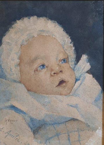 Franse school (XIX) - Ritratto di neonato - No Reserve