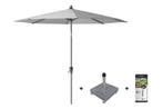 Platinum Riva stokparasol 2,5 m. rond - Light Grey met voet, Tuin en Terras, Tuinsets en Loungesets, Verzenden, Nieuw, Overige materialen