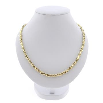 Gouden fantasie schakel ketting | 45,5 cm, Ophalen of Verzenden, Gebruikt, Goud, Goud