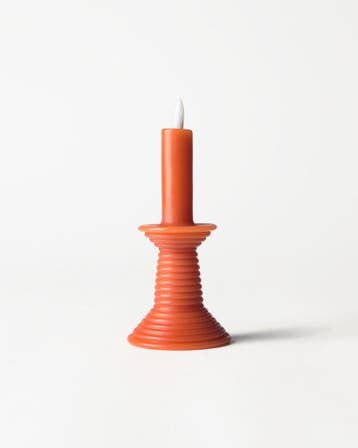 HEMA Led vormkaars kandelaar 7.6x18cm rustiek donkeroranje, Verzenden, Nieuw