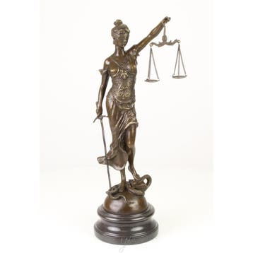 EEN BRONZEN BEELD VAN VROUW JUSTITIE (Beeldjes - Decoratie), Verzenden, Nieuw