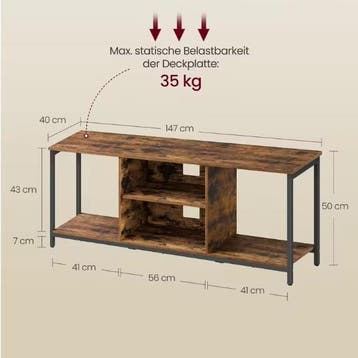 TV-Meubel 147 cm – Industrieel Lowboard met Open Opbergruimt, Huis en Inrichting, Kasten | Overige, Verzenden, Nieuw