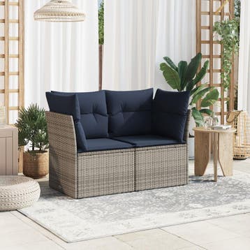 vidaXL | Tuinbank | met kussen Grijs 124 x 62 x 69 cm poly, Tuin en Terras, Verzenden, Nieuw