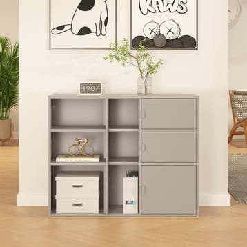 Archiefkast Kliri 81x100x32 cm camel [en.casa], Verzenden, Nieuw in verpakking