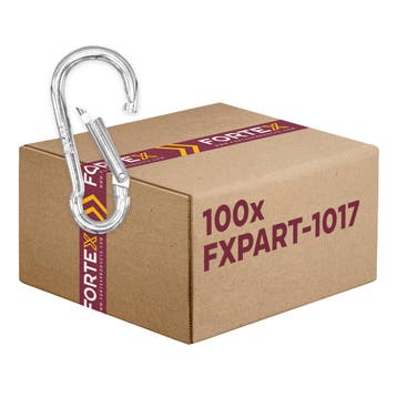 100x FORTEX Karabijnhaak 5x50mm WLL 50 kg verzinkt DIN 5299, Verzenden, Nieuw