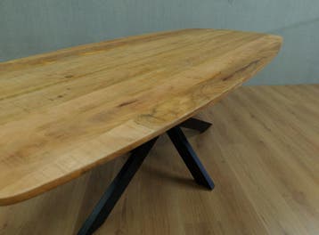 Eettafel Deens ovaal mangohout 160 t/m 240 naturel/zwart, Huis en Inrichting, Landelijk  industrieel, Nieuw, 50 tot 100 cm, Vijf personen of meer