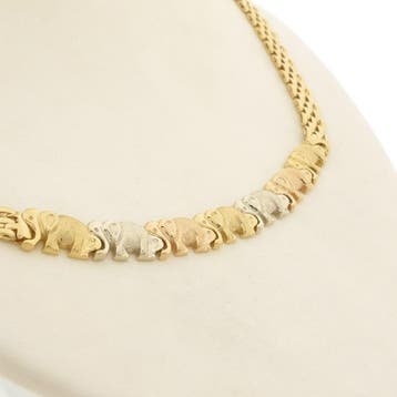 Gouden Bismarck schakelketting met olifanten, Ophalen of Verzenden, Gebruikt, Goud, Goud