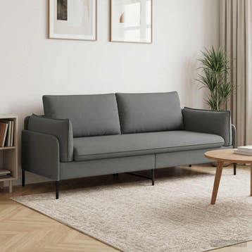 vidaXL 3-Zits Bank Donkergrijs 222 x 81 x 89 cm Stof, Huis en Inrichting, Verzenden, Stof, 200 tot 250 cm, Driepersoons