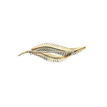Vintage gouden veer broche, Ophalen of Verzenden, Gebruikt, Goud, Goud