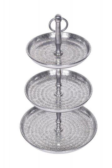 Design taartplateau ORIENT 47cm zilver in, Huis en Inrichting, Woonaccessoires | Vazen, Ophalen of Verzenden, Nieuw