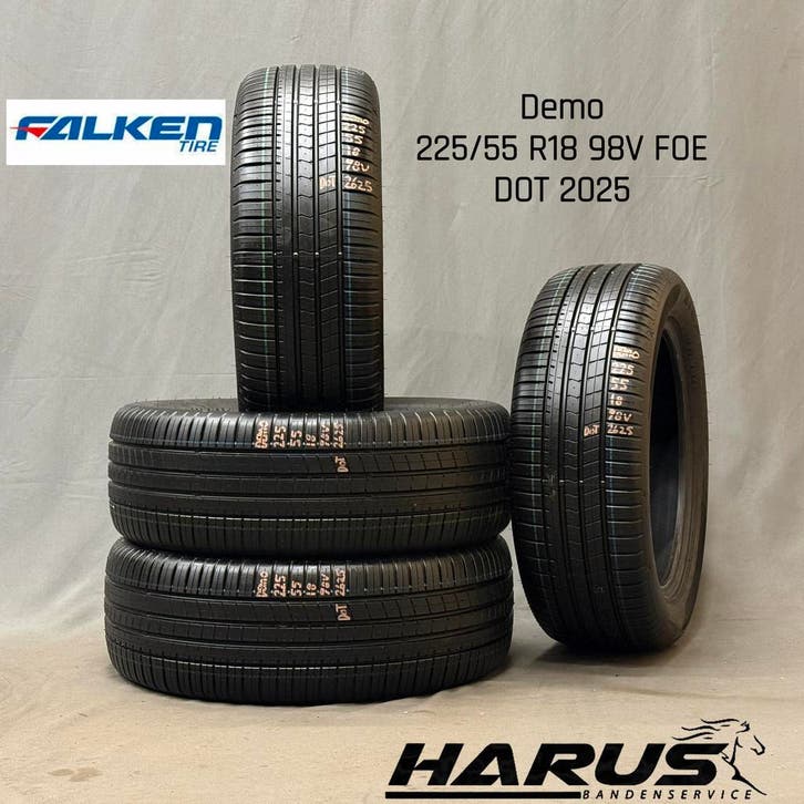 225/55/18 98V FOE Falken zomerbanden demo 4X, Auto-onderdelen, Banden en Velgen, 18 inch, Erkend duurzaam, Zomerbanden, 225 mm