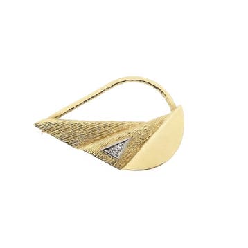 Vintage gouden broche met diamanten; 0,04 ct., Gebruikt, Ophalen of Verzenden, Met edelsteen, Goud