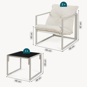 Tuinset Karg 3-delige loungeset tafel met 2 stoelen beige en, Verzenden, Nieuw