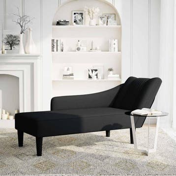 vidaXL Chaise longue met rechterarmleuning stof zwart, Verzenden, Nieuw