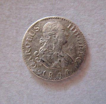 Spanje. Carlos IV. 1/2 Real 1804 Madrid FA (Zonder