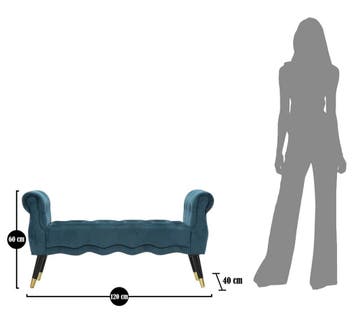 BANKJE PARIJS TEAL/GOUD CM 120X40X60, Ophalen of Verzenden, Nieuw