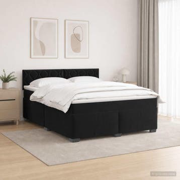 vidaXL Boxspring Bed met Matras en LED Zwart 160 x 200 cm, Huis en Inrichting, Slaapkamer | Bedden, Verzenden, Nieuw, Zwart, Stof