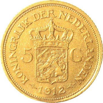 Nederland. Wilhelmina. 5 Gulden 1912