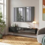 Hängeboard Evaton 180x32x30 cm Schwarz, hochglanz [en.casa], Verzenden, Nieuw