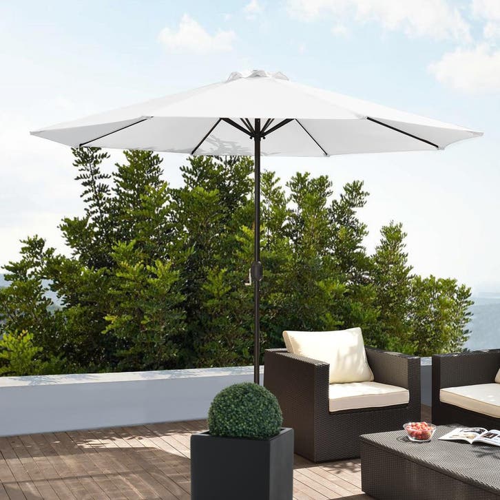 Parasol Budapest tuinparasol met zwengel Ø300 cm wit casa.pr, Tuin en Terras, Zonneschermen, Verzenden