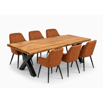 Milan Deal 200cm + 6x Vermont cognac, Huis en Inrichting, Stoelen, Ophalen of Verzenden, Nieuw