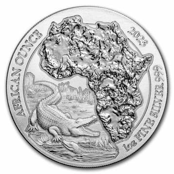 Rwanda / Ruanda African Nile Crocodile 1 oz 2023 (folie), Verzenden, Overige landen, Losse munt, Zilver