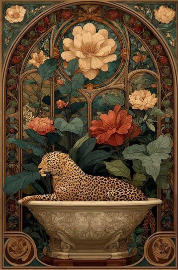 I_KONIQ - Colourfull leopard in art nouveau style, Nieuw