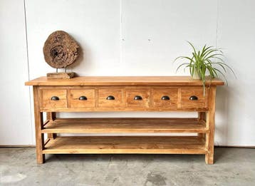 Klassieke sidetable met 2 legplanken -  100 cm, Ophalen of Verzenden, Nieuw