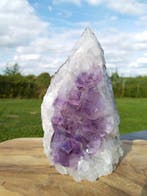 Amethist natuurlijke grote punten en achterstuk – ruw stuk, Verzamelen, Mineralen en Fossielen