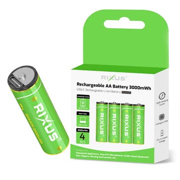 Rixus RXAA05 USB-C Li-Ion AA Batterij 3000mWh met USB-C Cabl, Computers en Software, Verzenden, Nieuw
