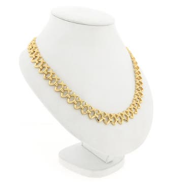 Gouden fantasie schakelcollier (Ketting), Ophalen of Verzenden, Gebruikt, Goud, Goud