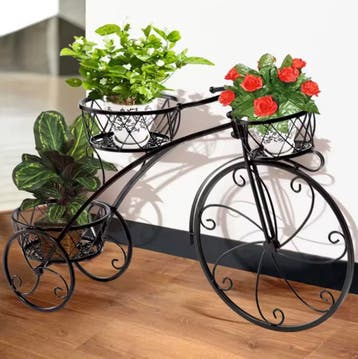Fiets Bloemenrek – Nieuw Smeedijzeren Driewieler Plantenrek, Verzenden, Nieuw, Metaal, Balkon