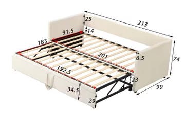 Uitschuifbaar Gestoffeerd Bed 90/180x200 cm met Lattenbodem, Huis en Inrichting, Verzenden, Nieuw
