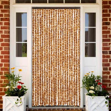 vidaXL Vliegengordijn 90x220 cm chenille oker en wit, Verzenden, Nieuw, Geel