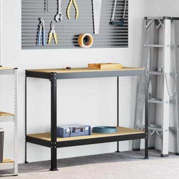vidaXL Werkbank Zwart 115 x 55 x 91 cm Bewerkt hout en, Verzenden, Nieuw