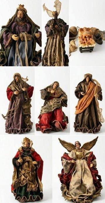 Kerststal - Papier, Textiel, Hars - Ambachtelijke kerststal
