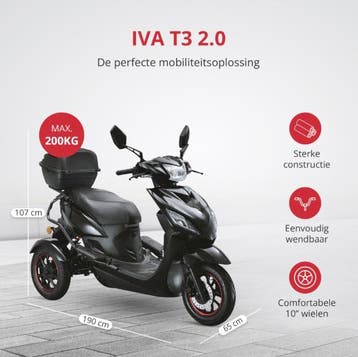 IVA T3 2.0 driewieler | 35 km/u | Actieradius 120km, Overige merken, Verzenden, Nieuw, 16 km/u of meer
