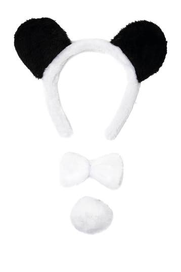 KIMU® Panda Haarband Oren Strik Staart Diadeem Set Zwart Wit, Ophalen of Verzenden, Nieuw, Carnaval, Accessoires