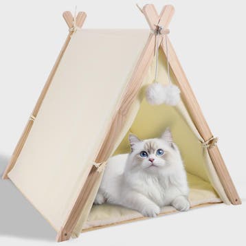 Houten Dieren Tipi Bed met Zacht Kussen - Tent voor Katten e, Verzenden, Nieuw